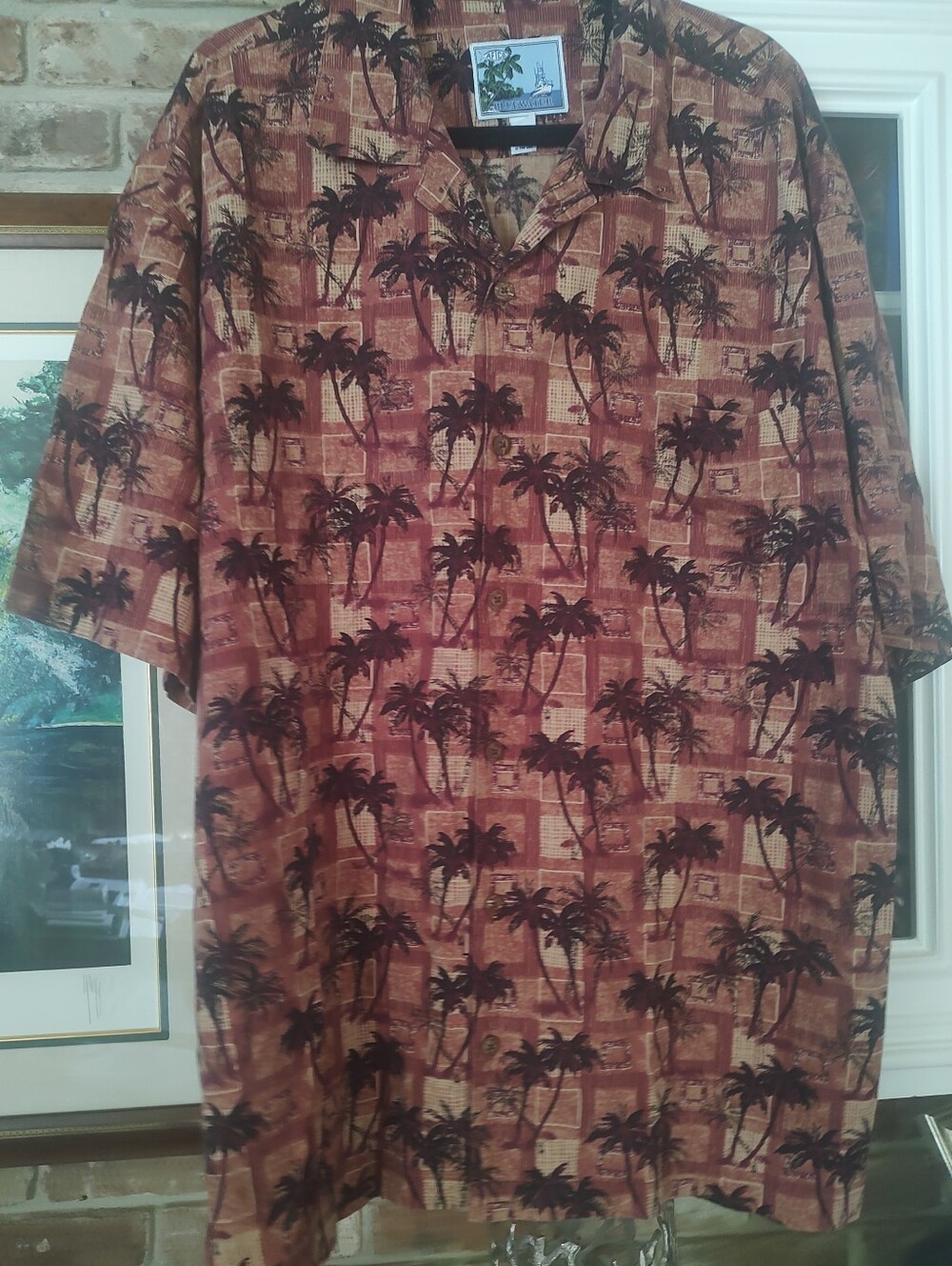 Aftco Relaxed Fit Palm-Print Camp Shirt 2X